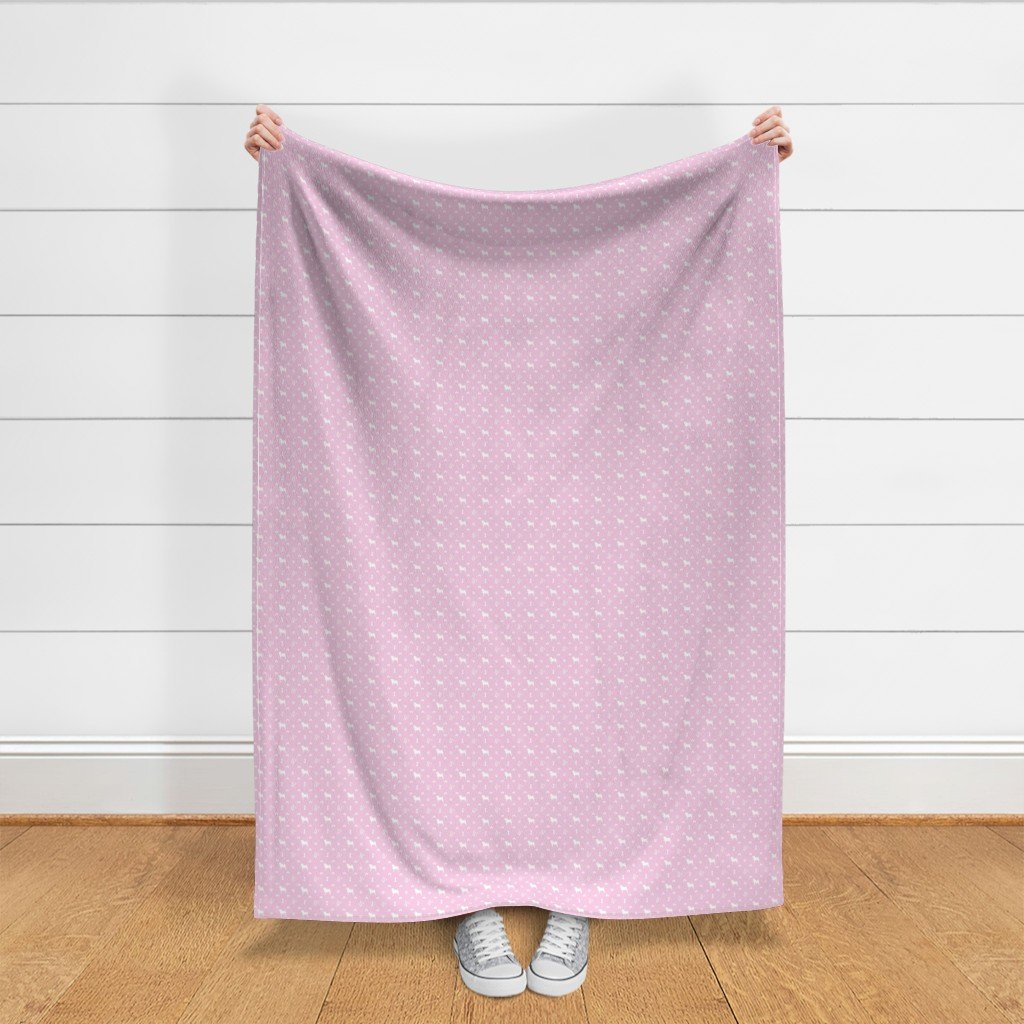 Louis Pug Face Luxury Dog Pattern in White on Princess Pink Fabric dog pattern fabric