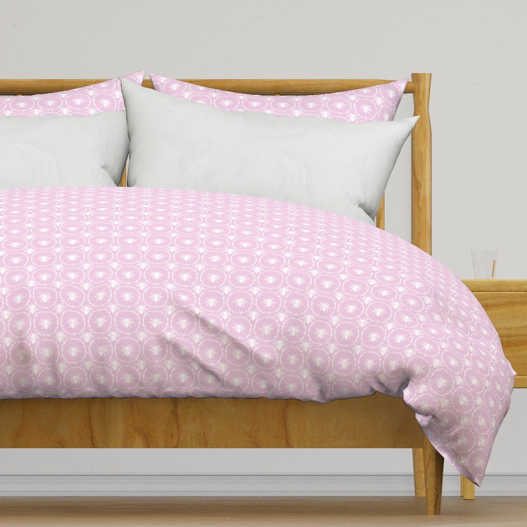 Honey bee wreath duvet cover in pale lilac by Paper & Frill