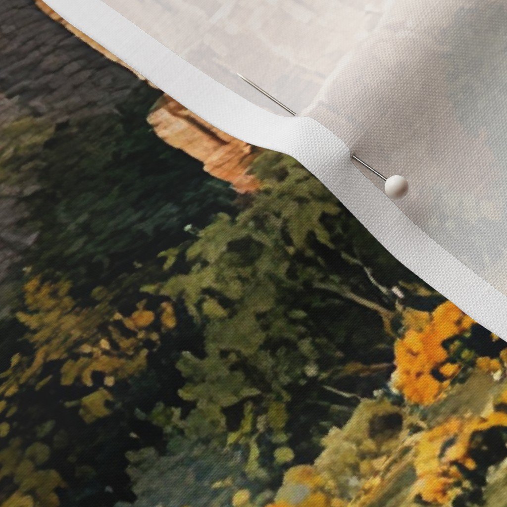 Spring Blossoms Over the Grand Canyon Watercolor Landscape Fabric grand canyon fabric