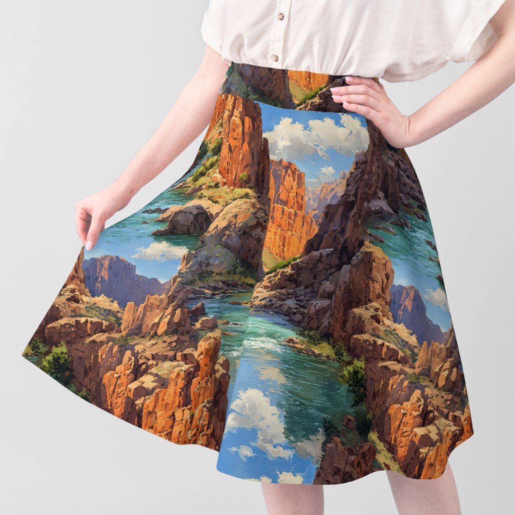Summer Sun Over the Grand Canyon Watercolor Landscape Fabric grand canyon fabric