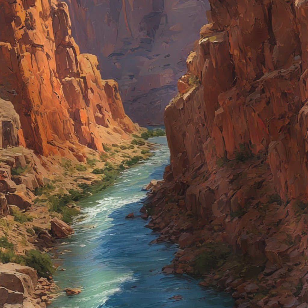 Summer Sun Over the Grand Canyon Watercolor Landscape Fabric grand canyon fabric