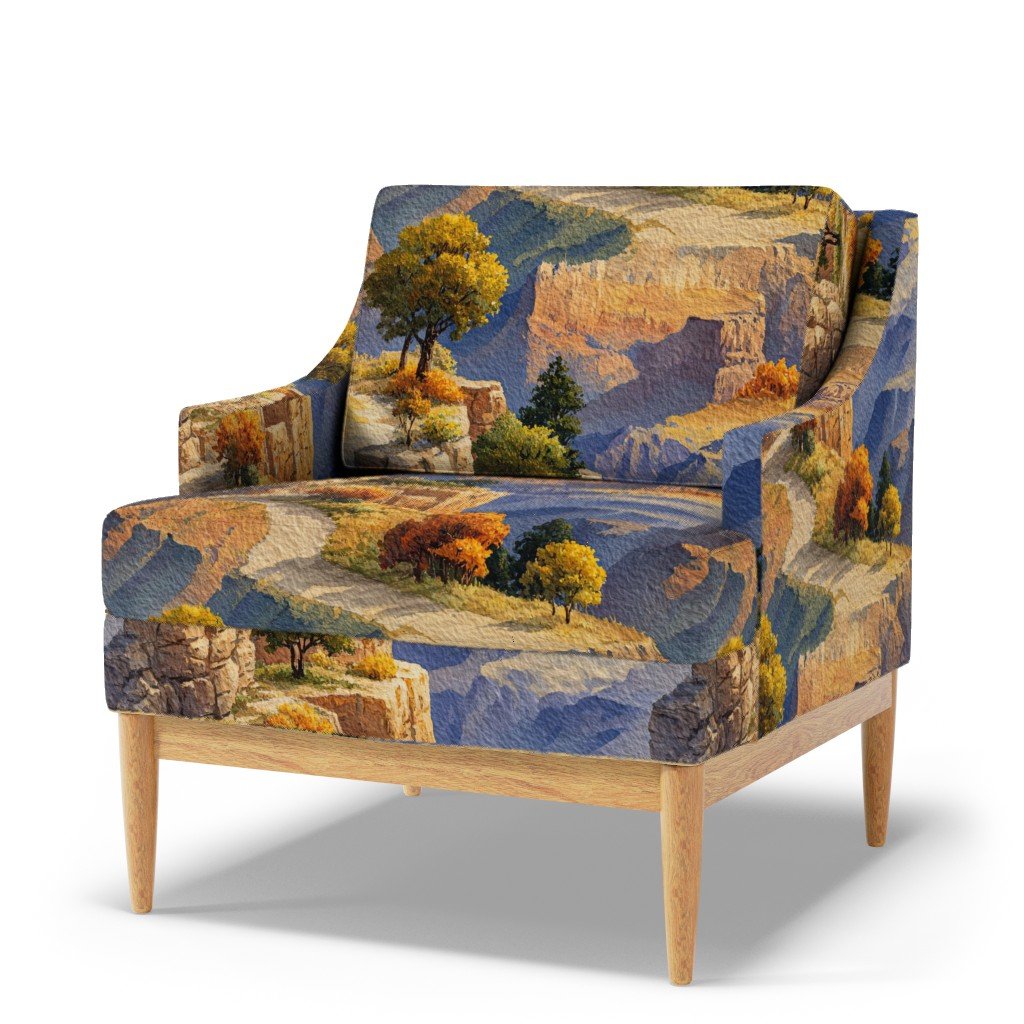 Autumn Glow Over the Grand Canyon Watercolor Landscape Fabric grand canyon fabric