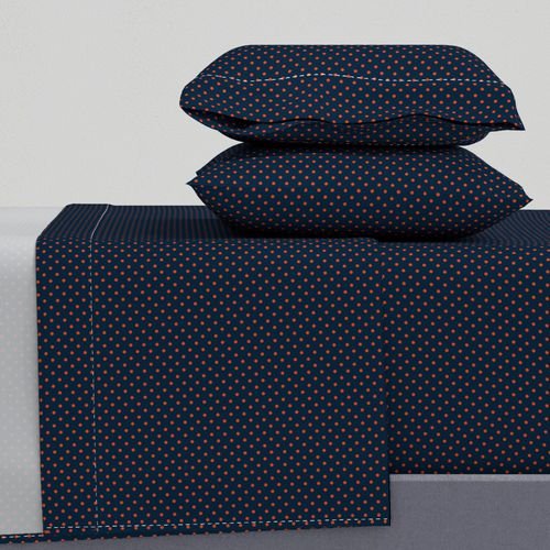 Micro Navy and Orange Polka Dots Design Collection Decor Collection navy orange dots sheet set design