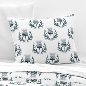 Large Watercolor Scottish Thistle Flower of Scotland Design Collection Decor Collection thistle flower pillow sham design