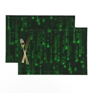 Bright Neon Green Digital Rain Computer Code Home Styling Collection Decor Collection computer placemat design