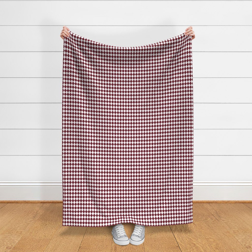 Small Wine and White Diamond Harlequin Check Pattern Fabric wine and white fabric