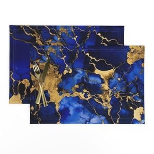 Cobalt Blue and Gold Alcohol Ink 3 Decor Collection Home Decor Collection inky swirls placemat design