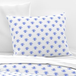 Blue Faux-foiled Bees on White Home Styling Collection Home Decor Collection honey bees pillow sham design