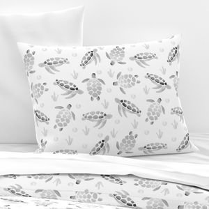 Grey Ombre Watercolor Sea Turtle Print Interior Collection Home Decor Collection sea turtles pillow sham design