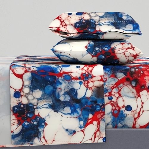 Red White and Blue Alcohol Ink USA Patriotic Flag Colors Alcohol Ink Home Decor Collection Home Styling Collection red white blue sheet set design