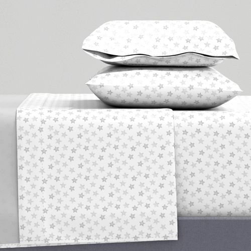 Small Faded Silver Christmas Stars on White Design Collection Design Collection small stars sheet set design