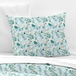 Small Blue and Aqua Shards of Tumbled and Scattered Watercolor Seaglass Home Styling Collection Design Collection sea glass pillow sham design