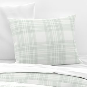 Pale Sage Green Botanical Large Traditional Tartan Plaid Pattern Home Styling Collection Design Collection large scale pillow sham design