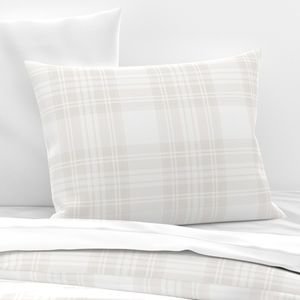 Soft Bone White Large Traditional Tartan Plaid Pattern Interior Collection Home Decor Collection large scale pillow sham design