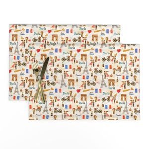 Adorable Whimsical Watercolor Paris Motifs with Eiffel Tower Interior Collection Home Decor Collection europe placemat design