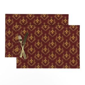 Small Napoleonic Royal Bee and Laurel Wreath Pattern on Crimson Red Home Styling Collection Home Styling Collection laurel wreath placemat design