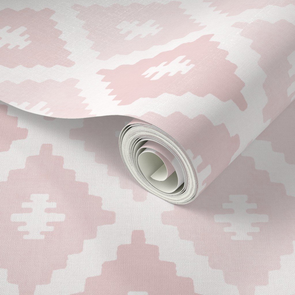 Large Sun Faded Mediterranean Diamond Pattern in Blush Shell Pink Design Collection Home Styling Collection pastel pink wallpaper