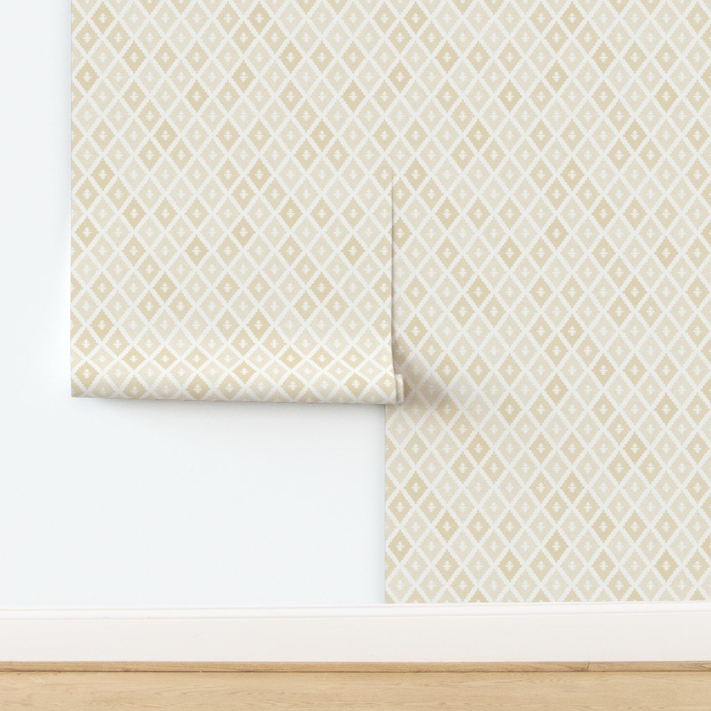 Small Sun Faded Mediterranean Diamond Pattern in Golden Sand Beige Design Collection Home Decor Collection sandy gold wallpaper
