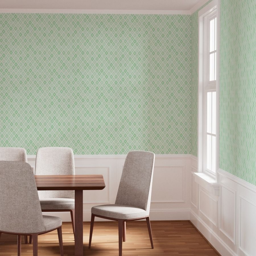 Small Sun Faded Mediterranean Diamond Pattern in Seafoam Mint Green Design Collection Interior Collection seafoam aqua wallpaper