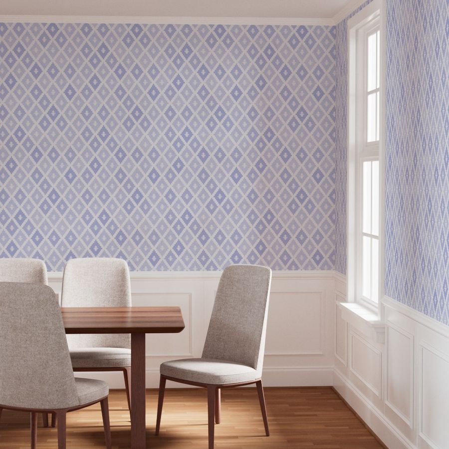 Large Sun Faded Mediterranean Diamond Pattern in Lavender Mist Blue Decor Collection Home Decor Collection pastel lavender wallpaper