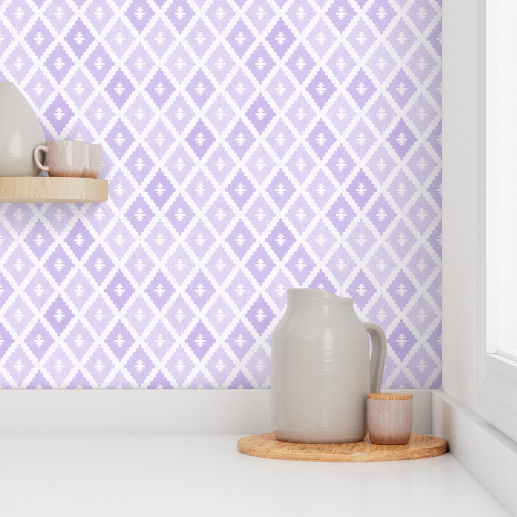 Small Sun Faded Mediterranean Diamond Pattern in Soft Orchid Lavender Decor Collection Interior Collection pale lavender wallpaper