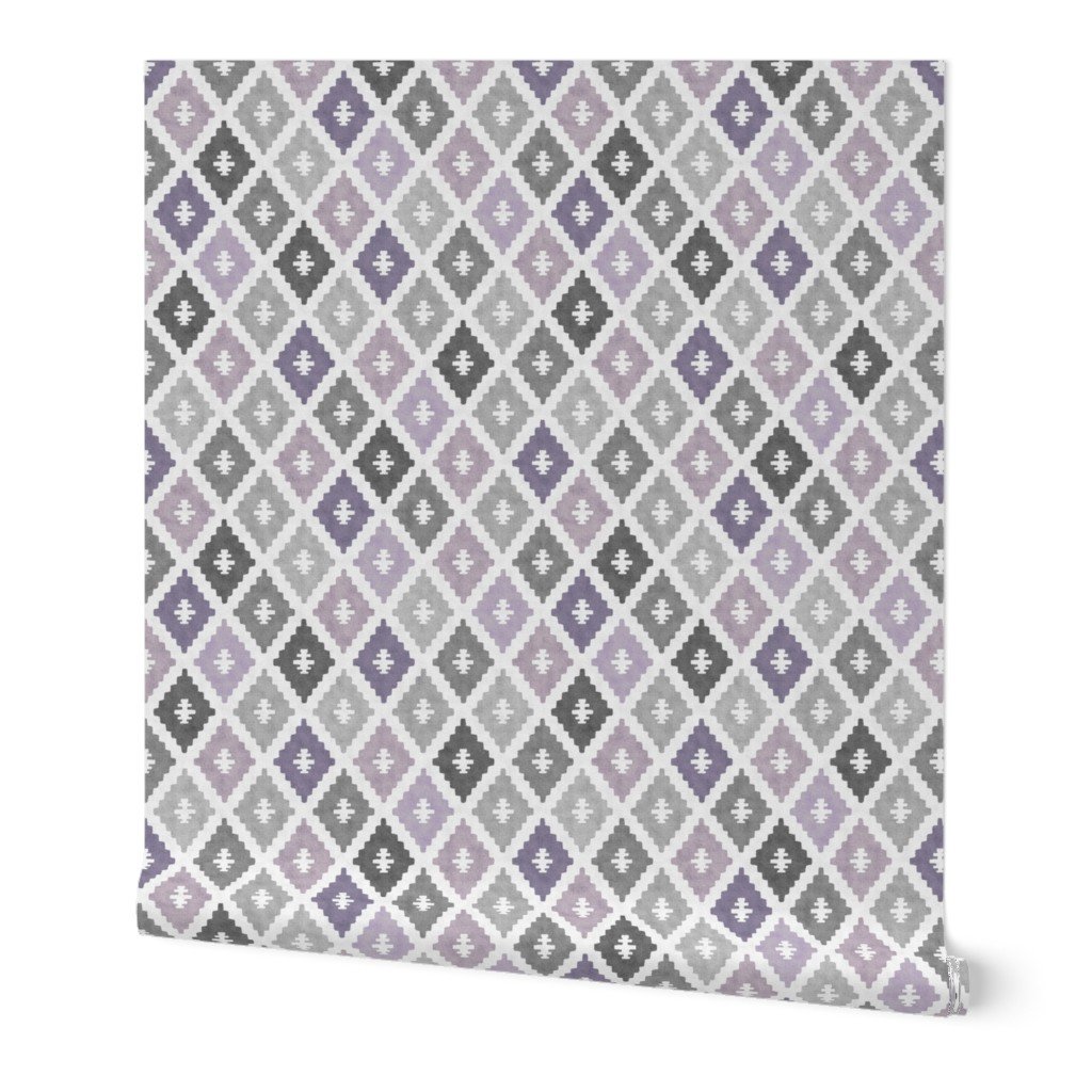 Small Sun Faded Mediterranean Diamond Pattern in Smoky Lavender Slate Decor Collection Home Styling Collection dusty lavender wallpaper