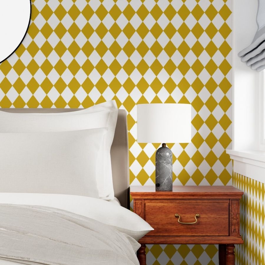 Antique Moss Yellow Modern Diamond Pattern Design Collection Design Collection yellow diamonds wallpaper