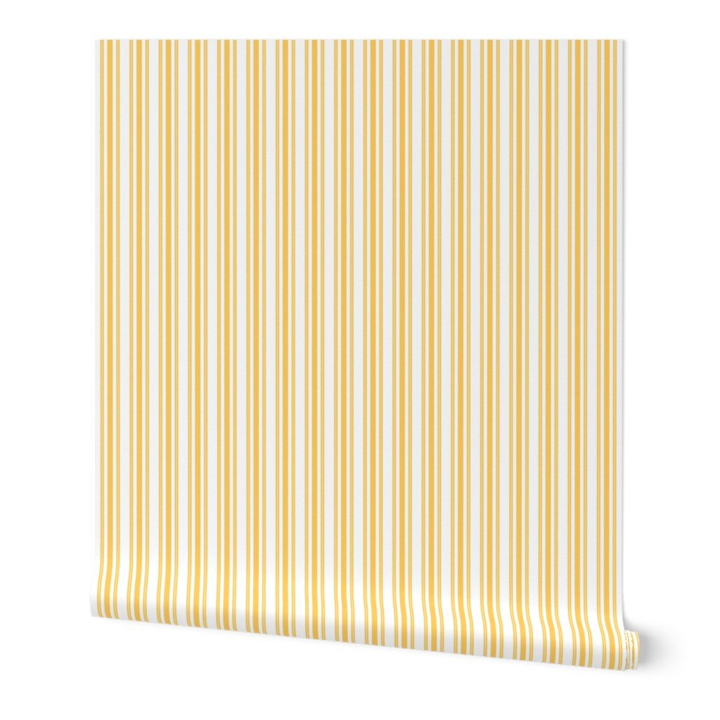 Trendy Large Yellow Butter French Mattress Ticking Double Stripes Wallpaper yellow butter wallpaper