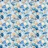 Watercolor Sea Glass Shells and Starfish Coastal Pattern in Ocean Blue