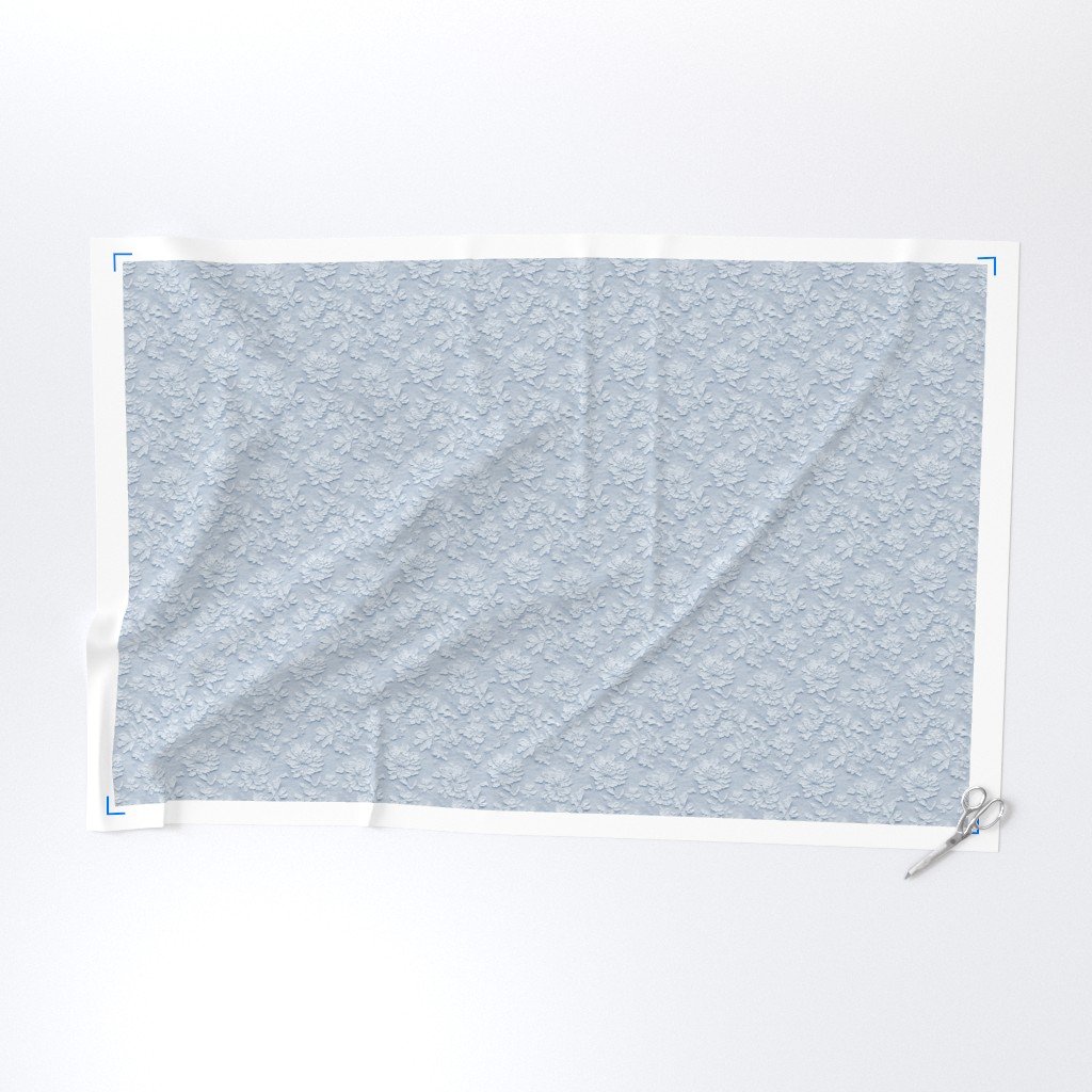 Chantilly Lace Floral Pattern in Dusty Blue Fabric baby shower fabric