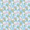 Soft Watercolor Quilted Patchwork Triangles in Sky Blue and Sage