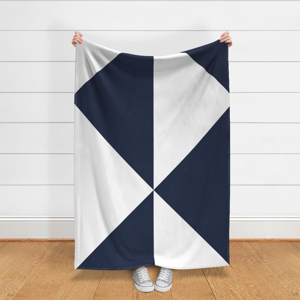 Bold Navy and White Oversized Geometric Diamond Fabric abstract fabric