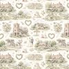 Cream English Village Wedding Toile Watercolor Pattern
