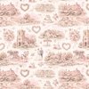 Blush Pink English Village Wedding Toile Watercolor Pattern
