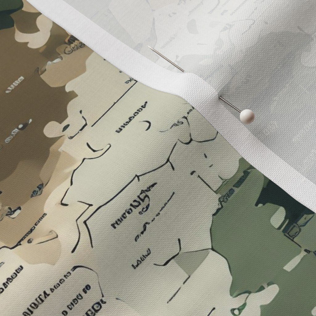 USA State Outline Camouflage Map Design in Earth Tone Green and Sand Fabric earth tone fabric