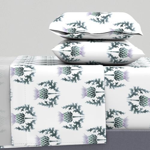 Large Watercolor Scottish Thistle Flower of Scotland Design Collection Decor Collection highland thistle sheet set design