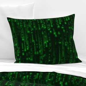 Bright Neon Green Digital Rain Computer Code Home Styling Collection Decor Collection computer code pillow sham design