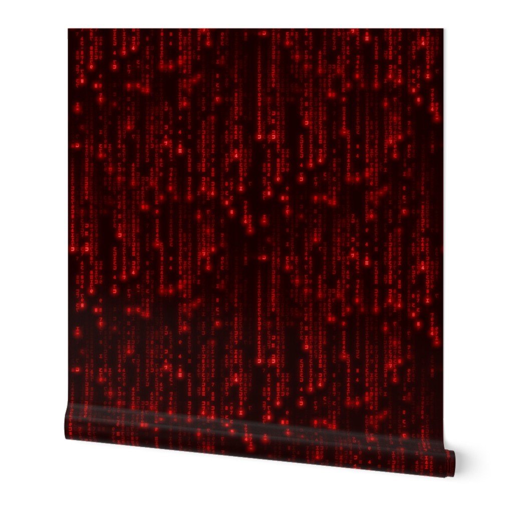 Neon Red Digital Rain Computer Code Interior Collection Decor Collection code wallpaper