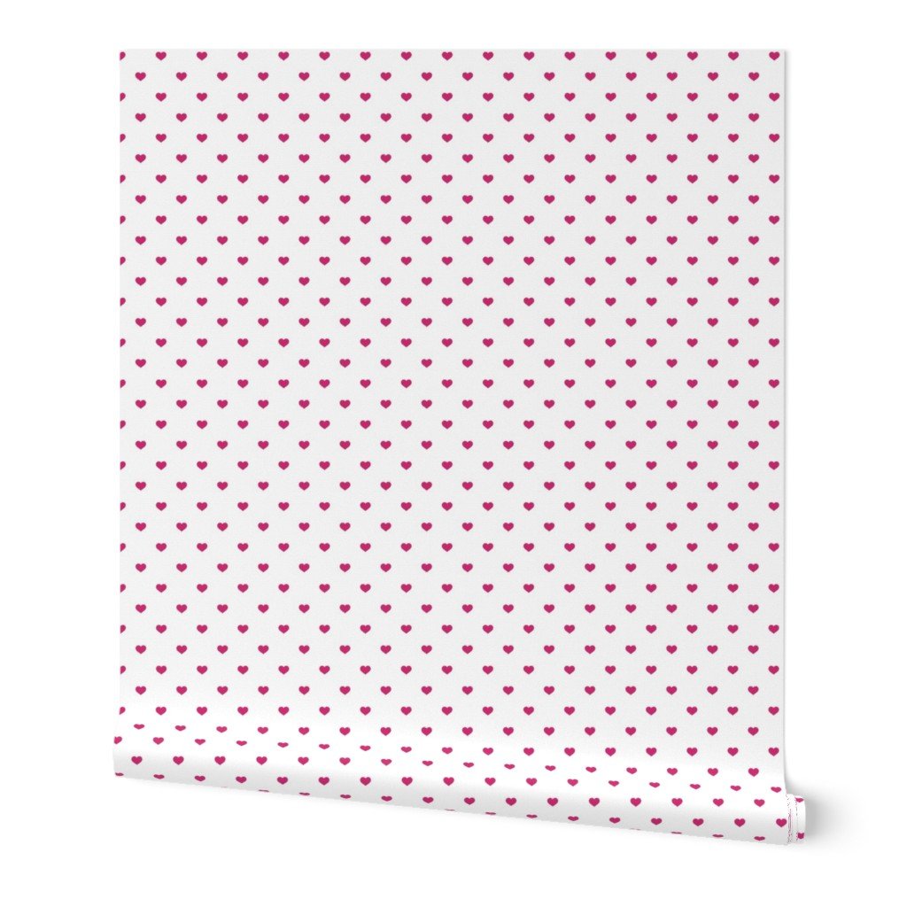Mini Bubble Gum Pink Color Valentines Polkadot Love Hearts on White Design Collection Home Styling Collection love heart wallpaper