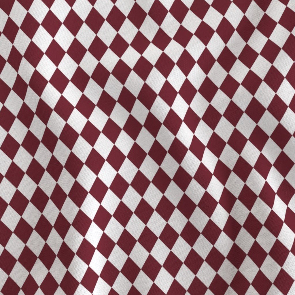 Small Wine and White Diamond Harlequin Check Pattern Fabric diamond pattern fabric