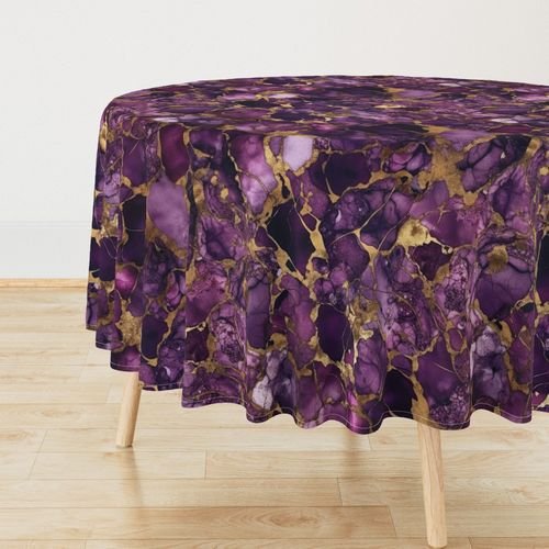 Amethyst and Gold Alcohol Ink 4 Decor Collection Interior Collection metallic swirls tablecloth design