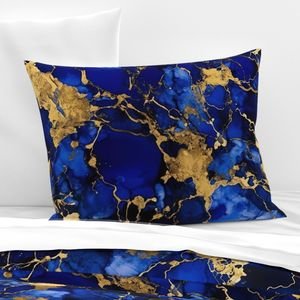 Cobalt Blue and Gold Alcohol Ink 3 Decor Collection Home Decor Collection marbled pattern pillow sham design