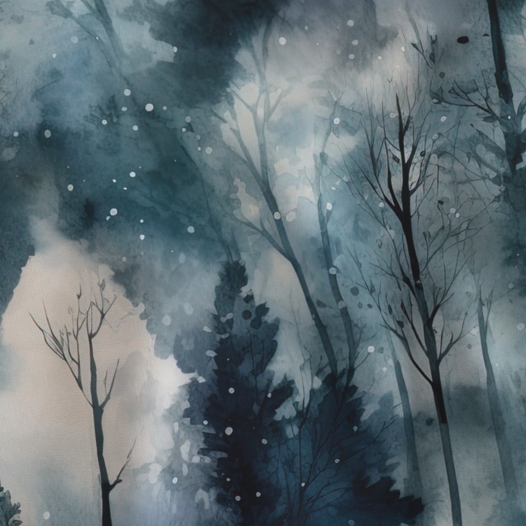 Endless Winter Dreamscape Trees in Misty Forest Decor Collection Design Collection endless forest fabric