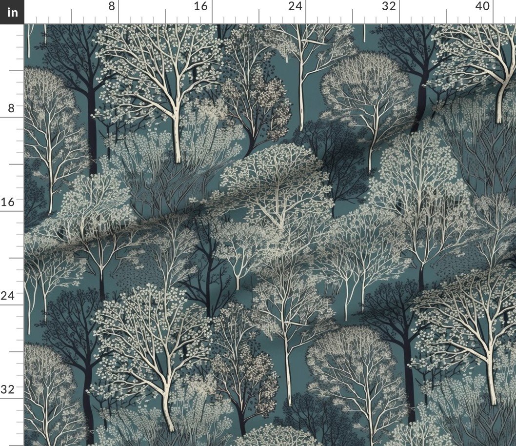New England Endless Forest Trees Winter Design Collection Home Styling Collection new england fabric