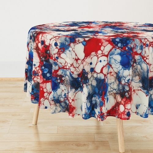 Red White and Blue Alcohol Ink USA Patriotic Flag Colors Alcohol Ink Home Decor Collection Home Styling Collection alcohol ink tablecloth design