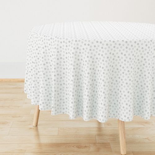 Small Faded Silver Christmas Stars on White Design Collection Design Collection star print tablecloth design