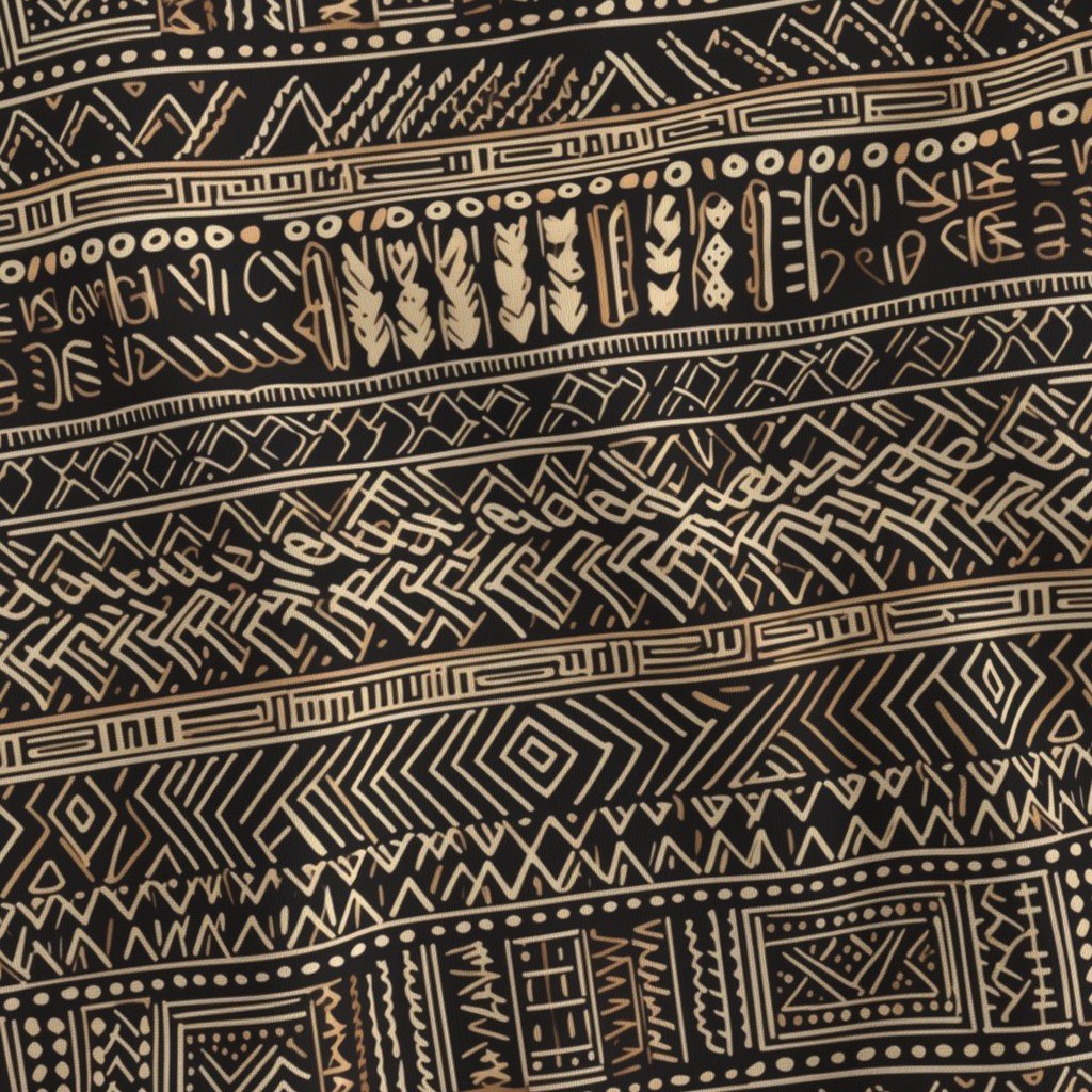 Tribal Mudcloth Boho Ethnic Print in Black and Cream Fabric boho mudcloth fabric