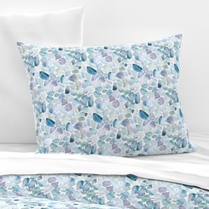 Small Blue and Lilac Shards of Tumbled and Scattered Watercolor Seaglass Decor Collection Home Styling Collection oceanic feel pillow sham design