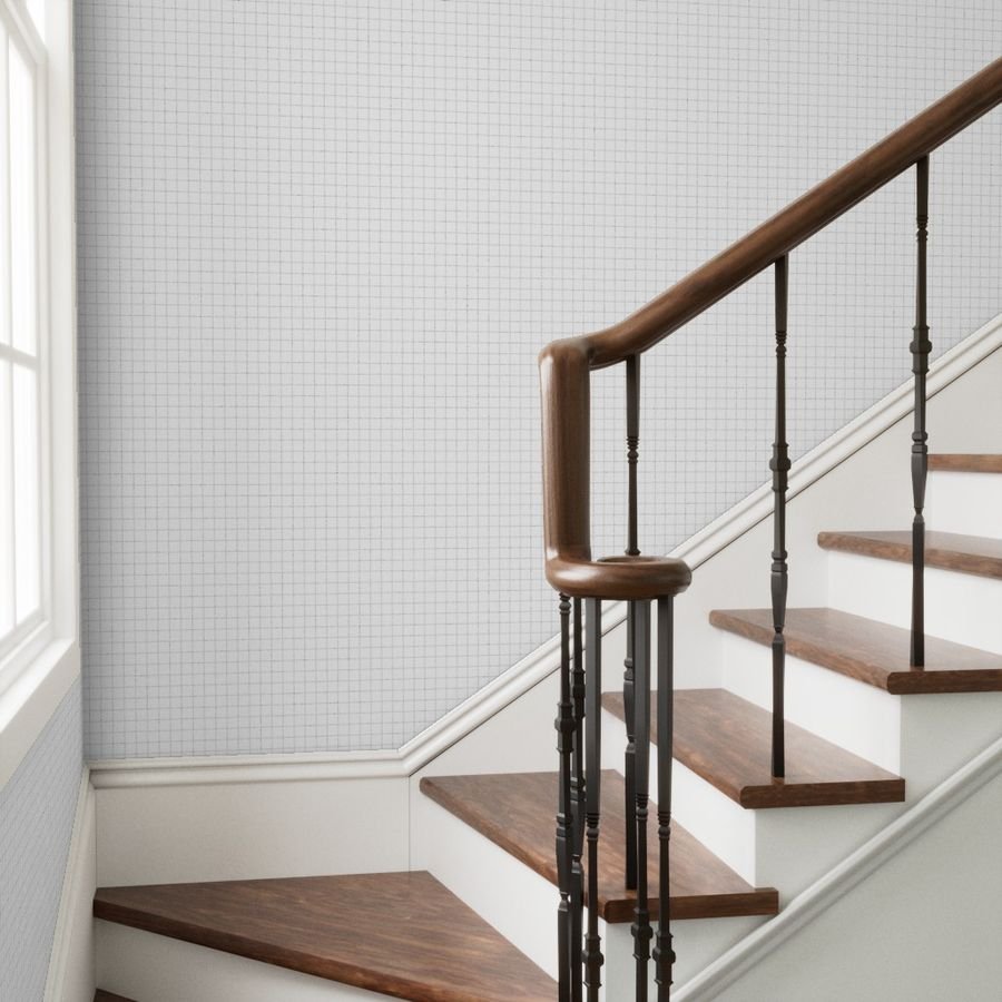 1 Inch Grid Line Pattern with Mid Grey Lines on White Home Decor Collection Home Styling Collection crafts wallpaper
