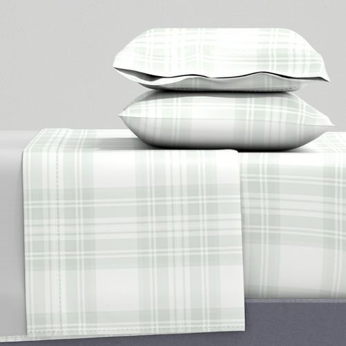 Pale Sage Green Botanical Large Traditional Tartan Plaid Pattern Home Styling Collection Design Collection soft tones sheet set design